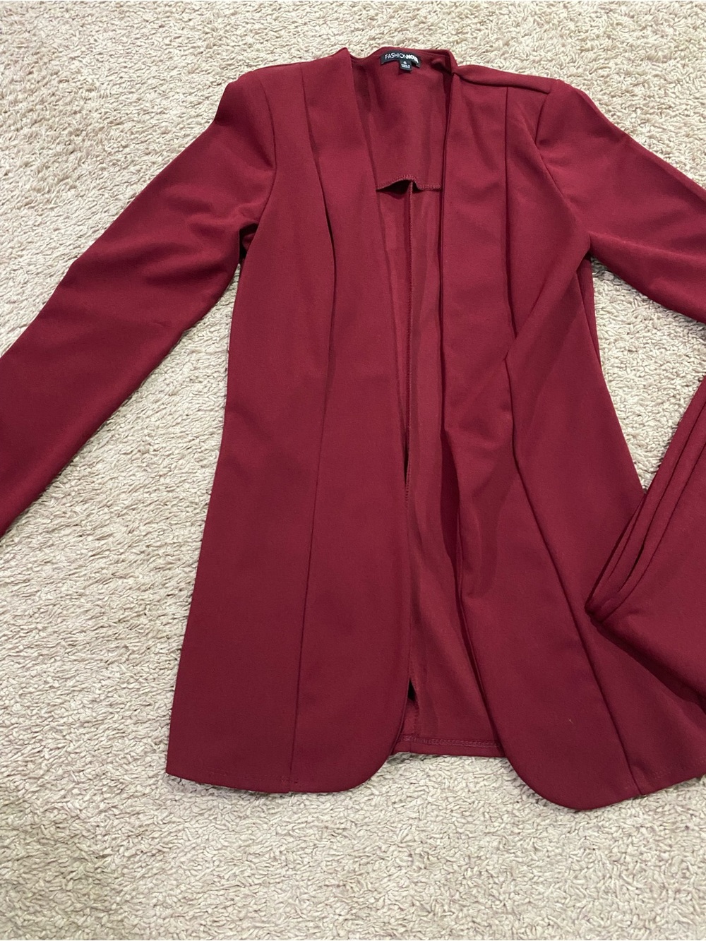 Fashion Nova Women's Open-Front Long Blazer - Wine Red